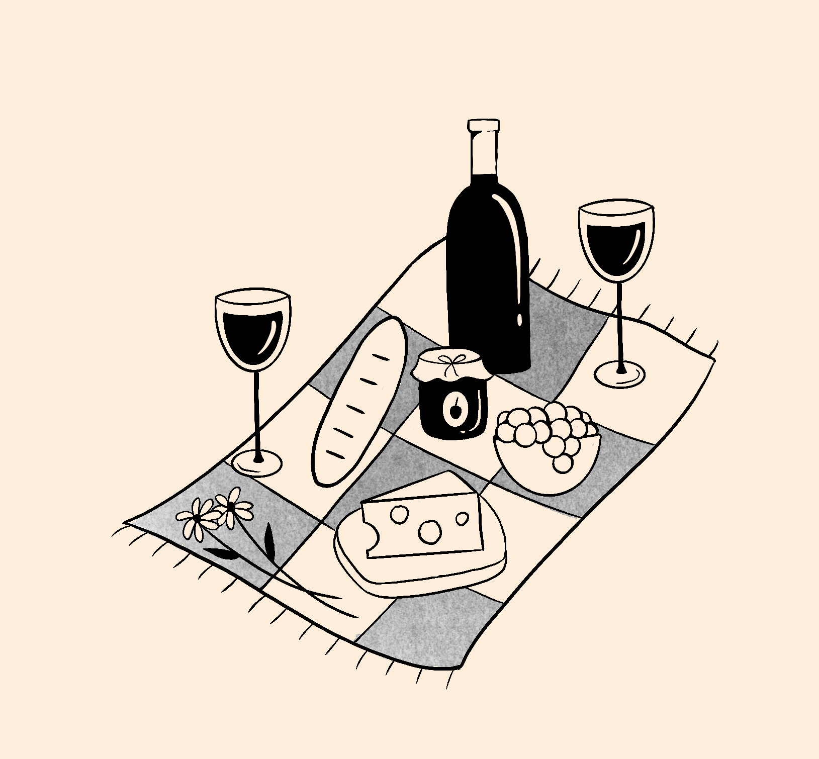 picnic (preto e cinza), flash de tatuagem
